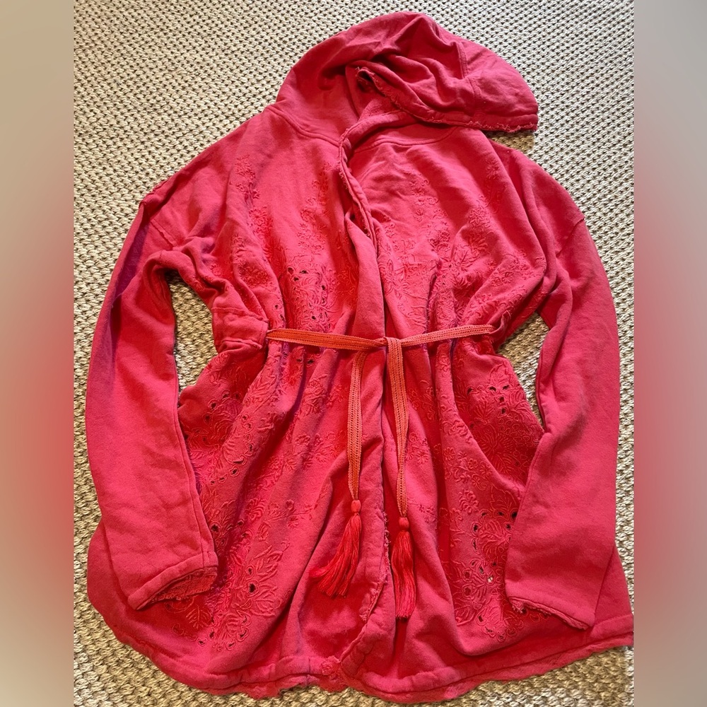 Free People Coral Red / Brick Red  jacket Small oversized.